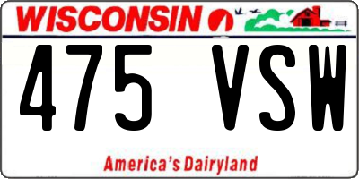 WI license plate 475VSW