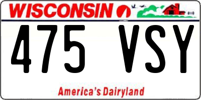 WI license plate 475VSY