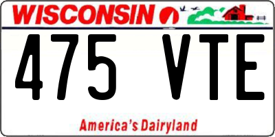 WI license plate 475VTE