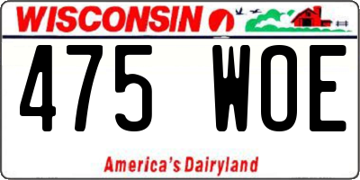 WI license plate 475WOE