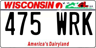 WI license plate 475WRK