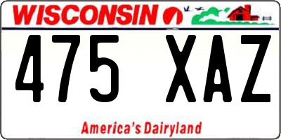 WI license plate 475XAZ