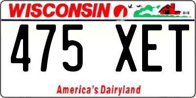 WI license plate 475XET