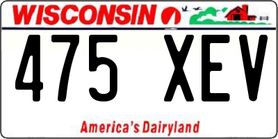 WI license plate 475XEV