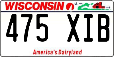 WI license plate 475XIB