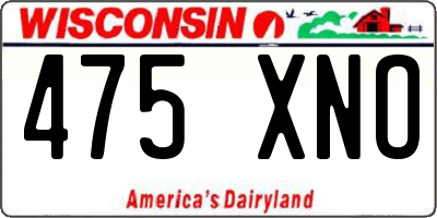 WI license plate 475XNO