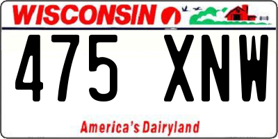 WI license plate 475XNW