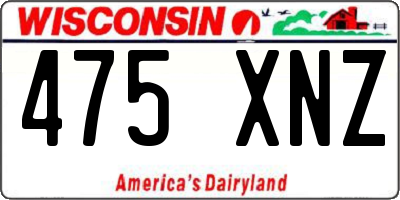 WI license plate 475XNZ