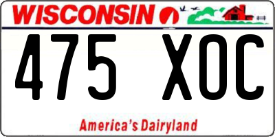 WI license plate 475XOC
