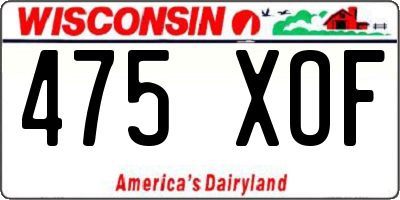 WI license plate 475XOF