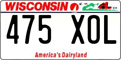 WI license plate 475XOL