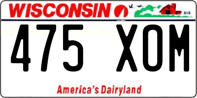 WI license plate 475XOM
