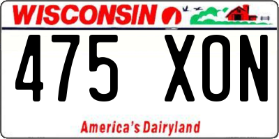 WI license plate 475XON