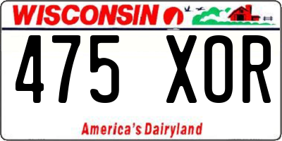 WI license plate 475XOR