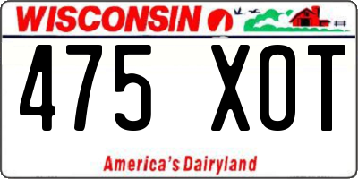 WI license plate 475XOT