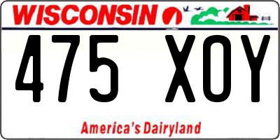 WI license plate 475XOY