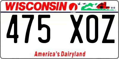 WI license plate 475XOZ