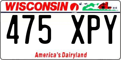 WI license plate 475XPY