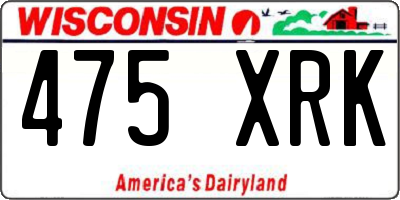 WI license plate 475XRK