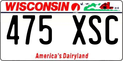 WI license plate 475XSC