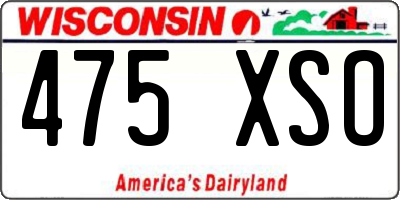 WI license plate 475XSO