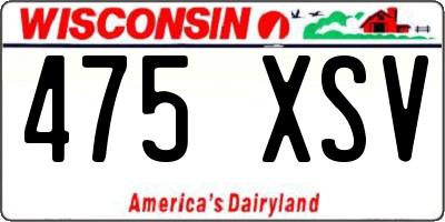 WI license plate 475XSV