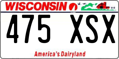 WI license plate 475XSX