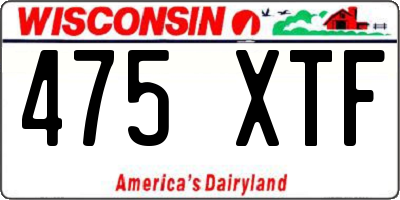 WI license plate 475XTF