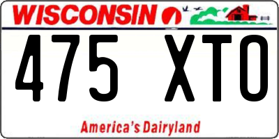 WI license plate 475XTO