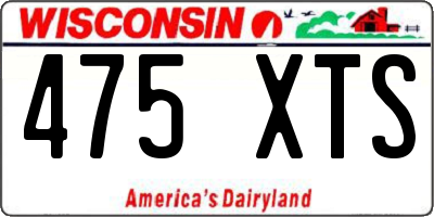 WI license plate 475XTS