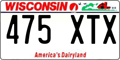 WI license plate 475XTX