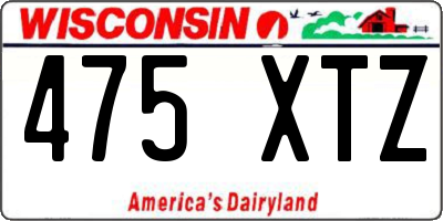 WI license plate 475XTZ