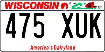 WI license plate 475XUK