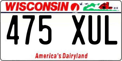 WI license plate 475XUL