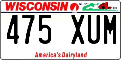 WI license plate 475XUM