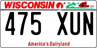 WI license plate 475XUN