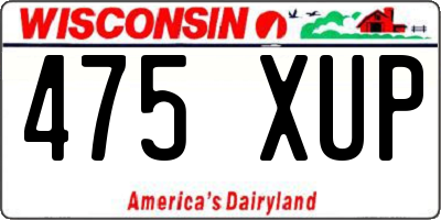 WI license plate 475XUP