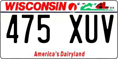 WI license plate 475XUV
