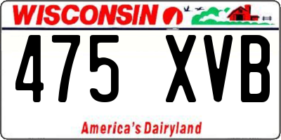 WI license plate 475XVB