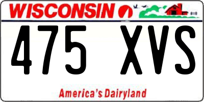 WI license plate 475XVS