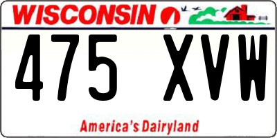 WI license plate 475XVW