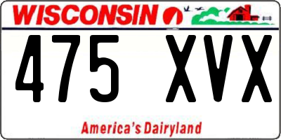 WI license plate 475XVX