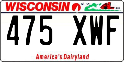 WI license plate 475XWF