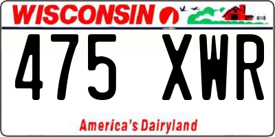 WI license plate 475XWR