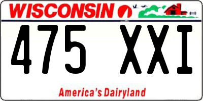 WI license plate 475XXI
