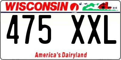 WI license plate 475XXL