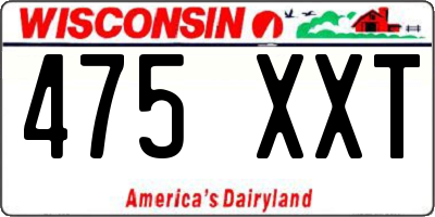 WI license plate 475XXT