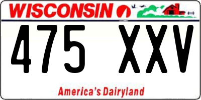 WI license plate 475XXV