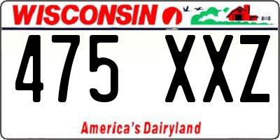 WI license plate 475XXZ