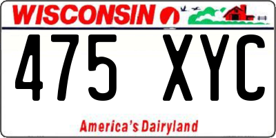 WI license plate 475XYC
